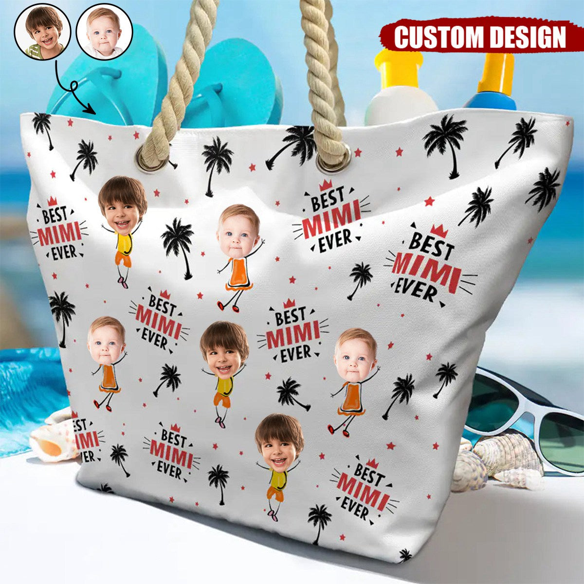 Custom Photo Best Nana Ever - Personalized Beach Bag