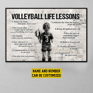 Personalized Volleyball Life Lessons Girl Poster-Gift For Volleyball Lovers