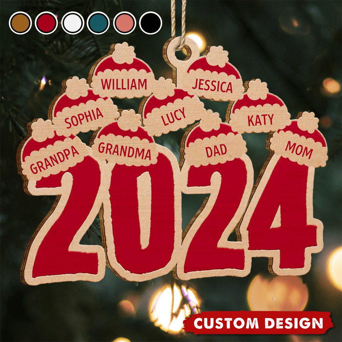 2024 New Release - Christmas Santa Hats - Personalized Wooden Christmas Ornament