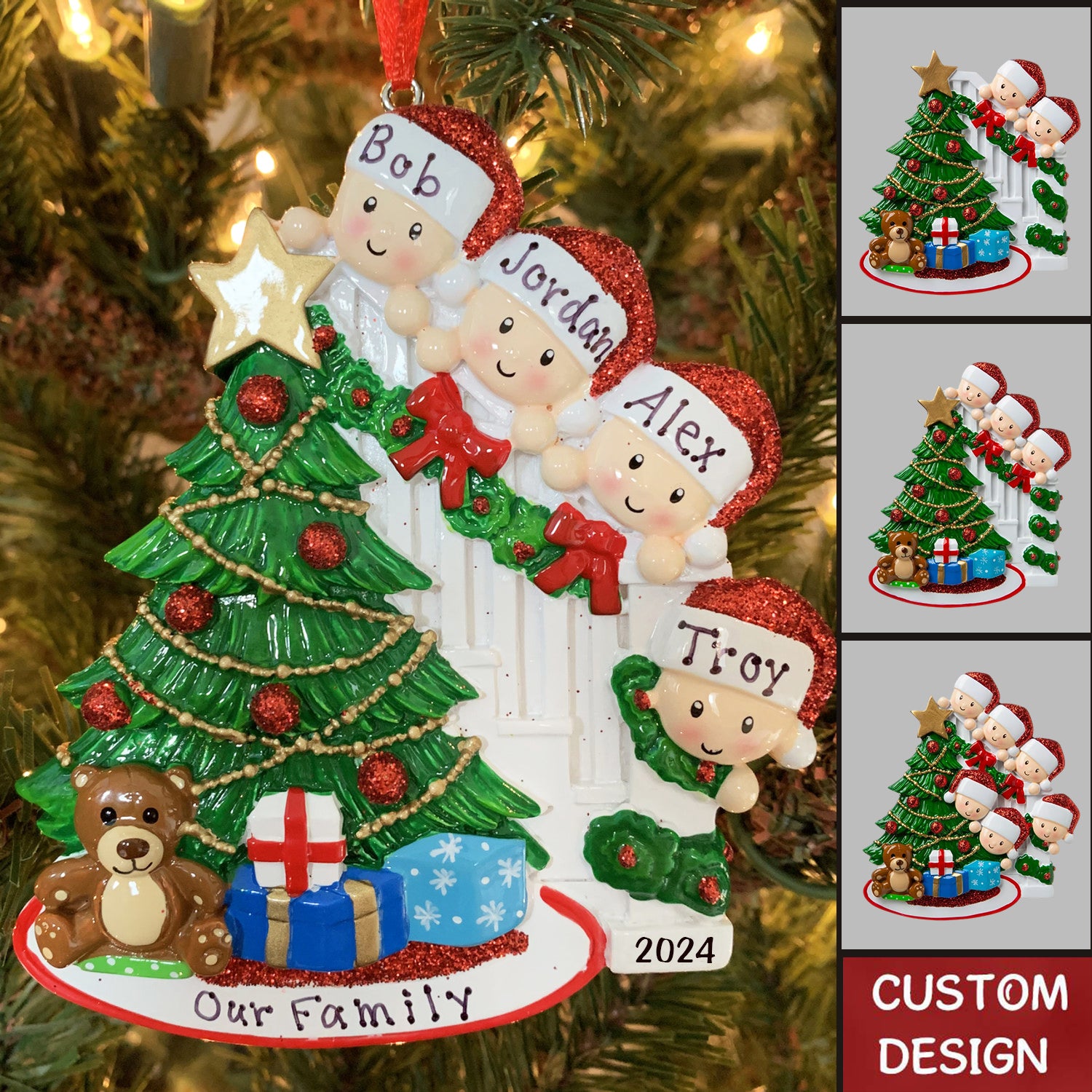 Personalized DIY Peeking Family Christmas Xmas Tree 3D Ornament