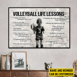 Personalized Volleyball Life Lessons Girl Poster-Gift For Volleyball Lovers