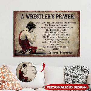 A Wrester's Prayer-Personalized Wrestling Poster-Gift For Husband,Boyfriend,Son