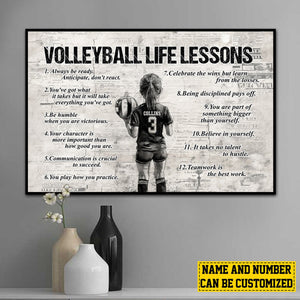 Personalized Volleyball Life Lessons Girl Poster-Gift For Volleyball Lovers