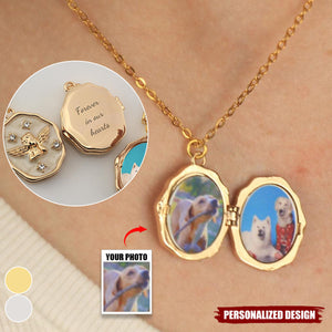 Personalized Photo Locket Necklace with Angel-Memorial Gift