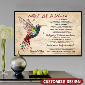 As I Sit In Heaven-Personalized Memorial Hummingbird Poster