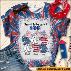 USA July 4th Grandma Mom Elephants Custom Nickname Names Independence Day Gift 3D T-Shirt