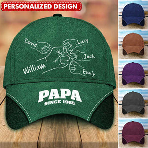 Hand Punch Line Sketch Dad Since - Personalized Classic Cap