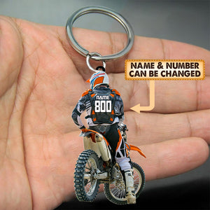 Personalized Motocross Racer Acrylic Keychain