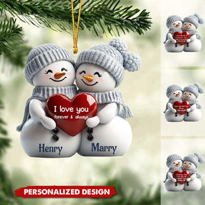 2024 New Release Couple Snowman First Christmas - Personalized Acrylic Ornament