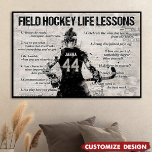 Personalized Field Hockey Life Lessons Poster-Gift For Field Hockey Lovers