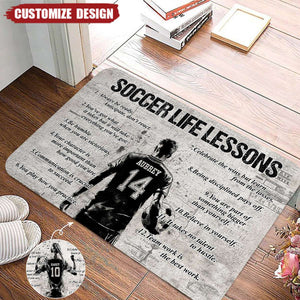 Personalized Soccer Life Lessons Doormat - Gift For Soccer Lovers