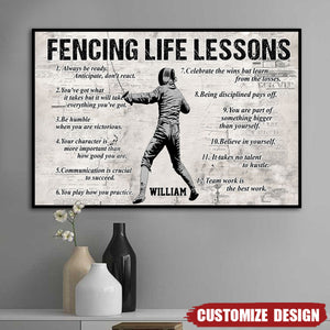 Personalized Fencing Life Lessons Poster-Gift For Fencing Lovers