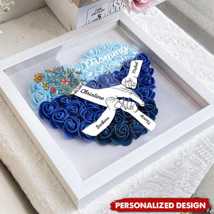 Mom Hands Holding We Love You-Personalized Flower Shadow Box with LED Light