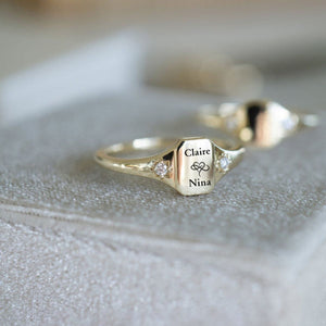 Custom Name Personalized Rings With 2 Birthstones, Gift for Mother & Daughter