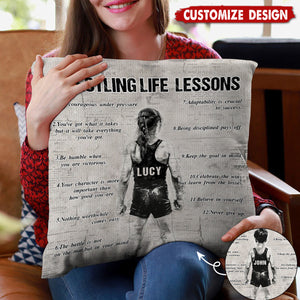 Personalized Wrestling Boy/Girl Life Lessons Pillow-Gift For Wrestling Young Lovers