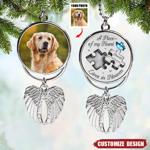 2024 New Release Custom Photo A Piece Of My Heart Lives In Heaven - Personalized Memorial Charm Angel Wings Ornament