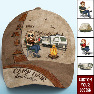 Camp Hair Don't Care - Camping Personalized Custom Hat, All Over Print Classic Cap - Gift For Camping Lovers