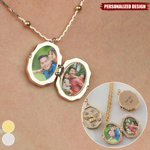 Personalized Photo Locket Necklace with Angel-Memorial Gift