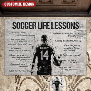 Personalized Soccer Life Lessons Doormat - Gift For Soccer Lovers