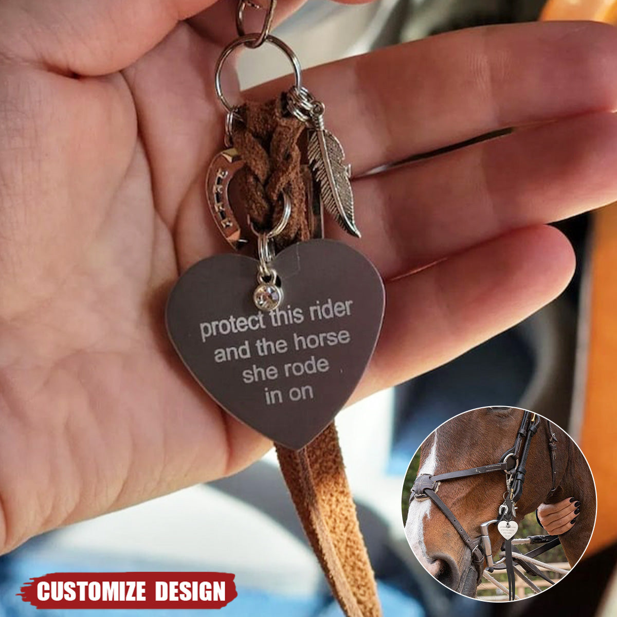 Personalized Saddle Heart Shape Carved Pendant Tassel - Gift for Horse Lover