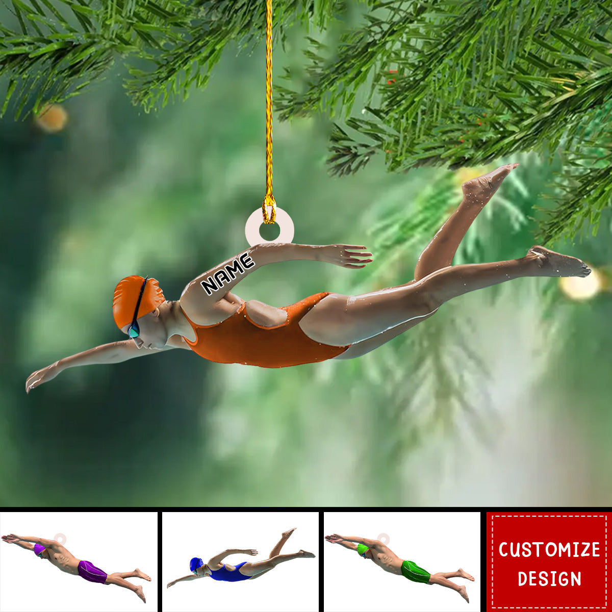 Personalized Swimming Christmas Ornament Gift For Swimmer - 2024 New Release