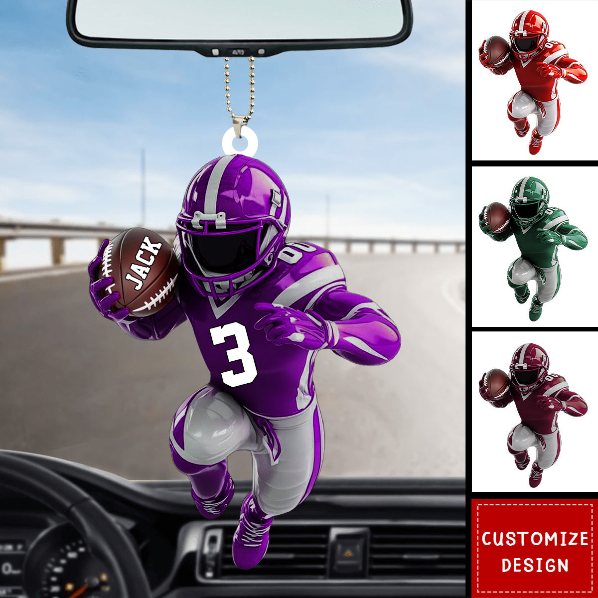 American Football Personalized Car Ornament - Gift For American Football Lovers