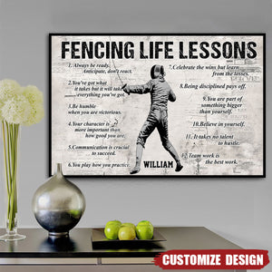 Personalized Fencing Life Lessons Poster-Gift For Fencing Lovers