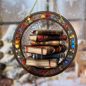 Book Stack Personalized Window Hanging Suncatcher