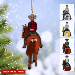 Horse Girl Back View Lived Happily Personalized Acrylic Christmas Ornament