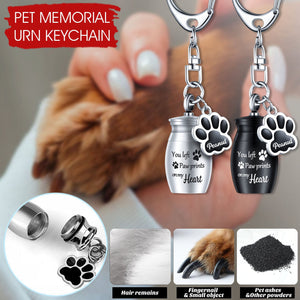 Pet Memorial Ashes Urn With Paw Print Charm Personalized Keychain, Sympathy Gifts For Pet Lovers