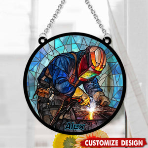 Yes I Know I'm On Fire Let Me Finish-Personalized Welding Suncatcher Ornament, Gift For Welders