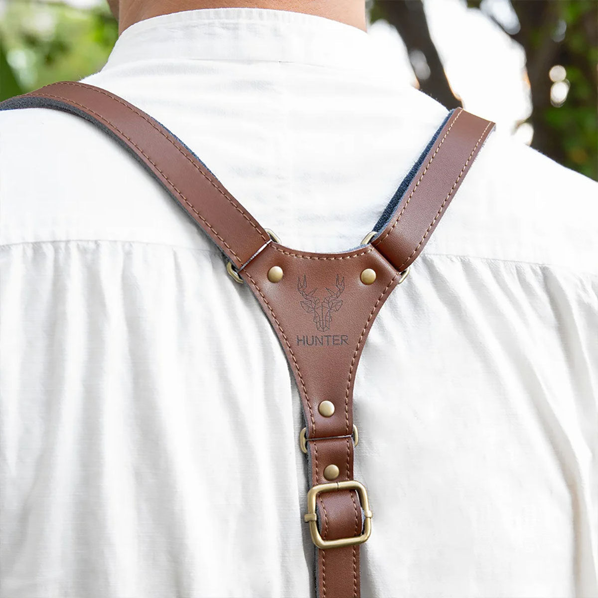 Personalized Men's Y Back Design Cowhide PU Leather Suspenders with Engraved Name Gift for Men