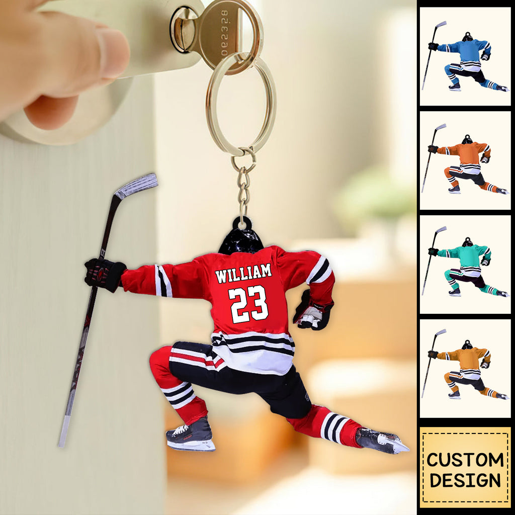 Personalized hockey keychain for hockey players - yeetcat
