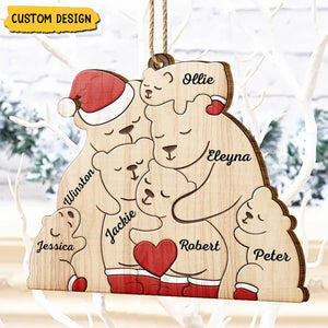 2024 New Release - Christmas Bear Family - Personalized Wooden Ornament