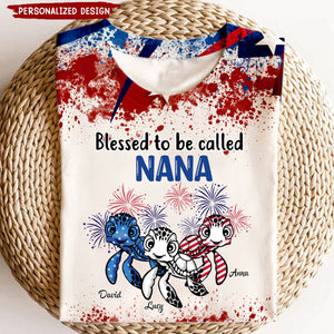 4th of July Turtle Grandma, Mom With Kid Personalized 3D T-shirt, Independence Day Gift