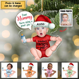 Personalized Custom Acrylic Ornament from Photo - Baby Onesie - My First Christmas