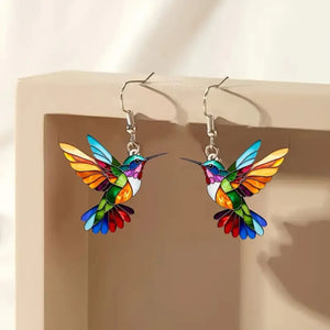 Colorful Hummingbird Earrings - Gift For Bird Lovers