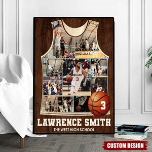 Personalized Basketball Jersey Photo Collage Poster, Basketball Player Gift