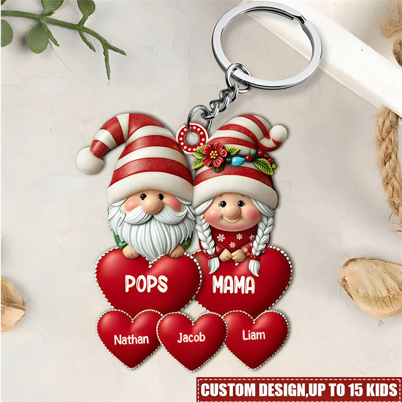 Grandparents With Sweat heart Kids Personalized Acrylic Keychain