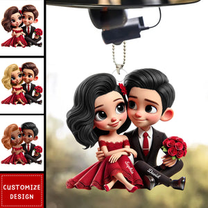 Romantic Elegant Valentine Couple Personalized Car Ornament-Gift For Couple