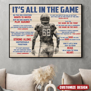 It's All In The Game - Personalized American Football Poster- Gift For American Football Lovers