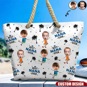 Custom Photo Best Nana Ever - Personalized Beach Bag