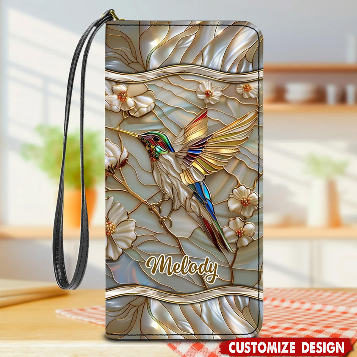 Hummingbirds Sewing Pattern - Personalized Leather Long Wallet - Gift For Bird Lovers