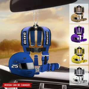 Racing Seat Belt And Helmet Personalized Christmas/ Car Hanging Ornament