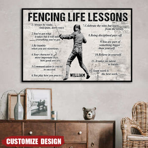 Personalized Fencing Life Lessons Poster-Gift For Fencing Lovers