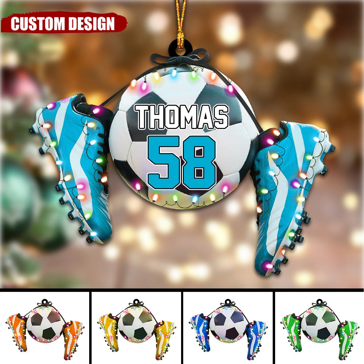 Personalized Soccer With Shoes Christmas Ornament, Gift For Soccer Pla