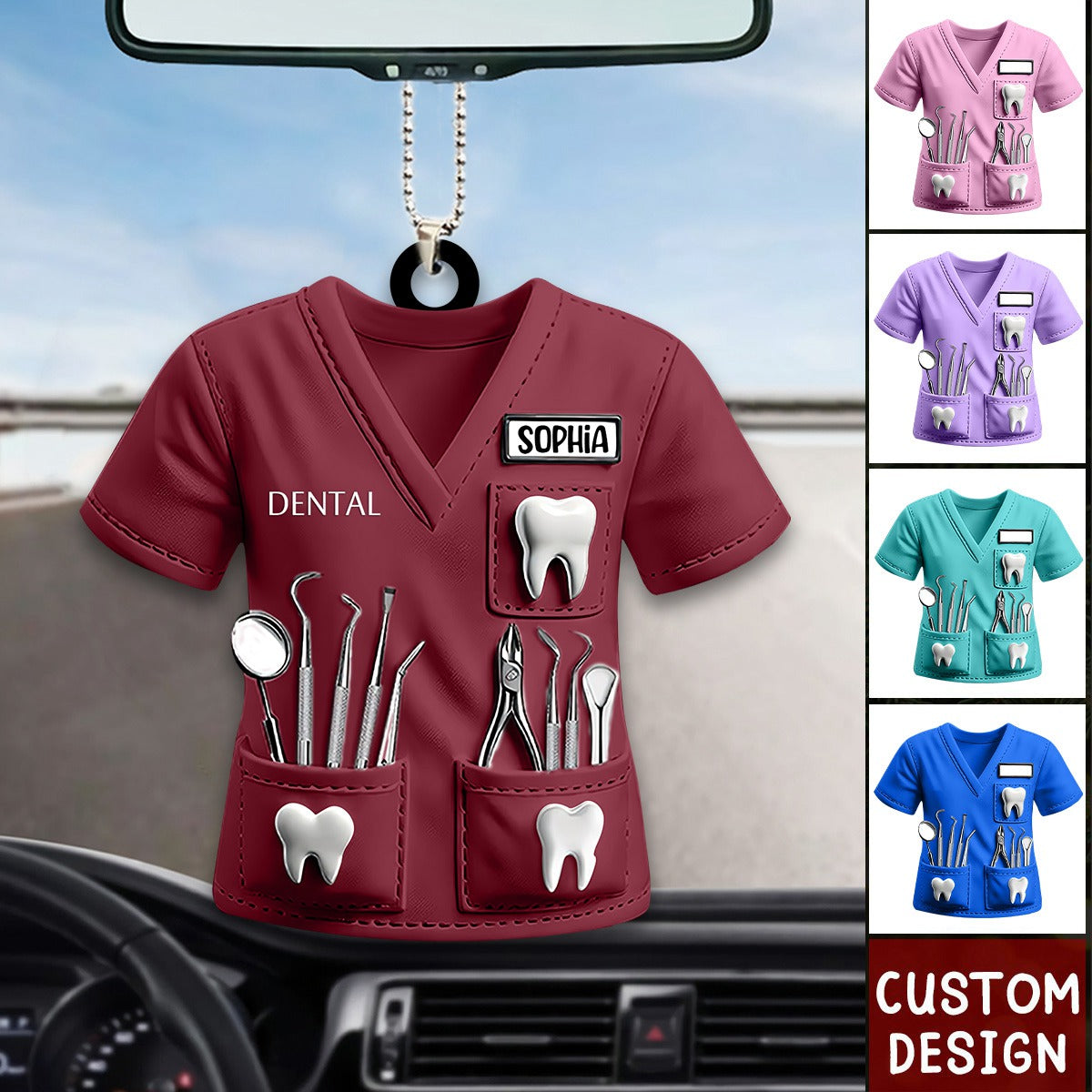 Personalized Dental Uniform Acrylic Car Ornament