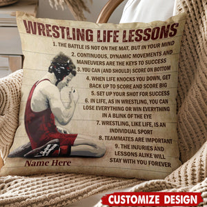 Personalized Wrestling Life Lessons Pillow-Gift For Wrestling Lovers