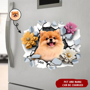 Custom Photo 3D Cracked Pet Face - Gift For Dog/Cat Lovers - Personalized Decor Decal