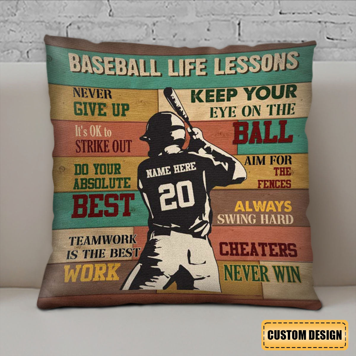 Personalized Baseball Life Lessons Pillow-Gift For Baseball Player